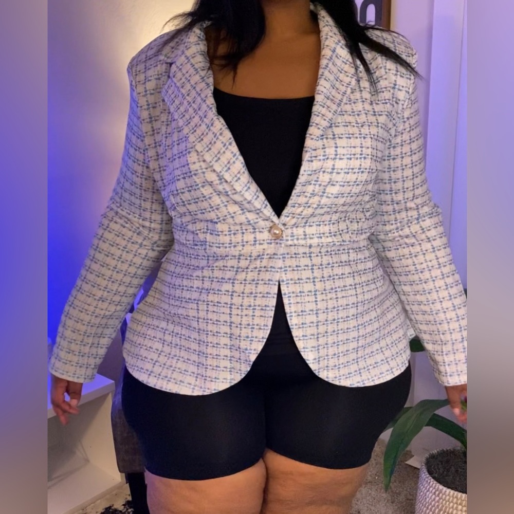 Blue and White Blazer - SHEIN (4XL)